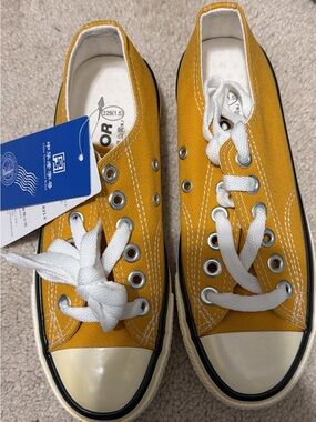 Classic Low-Top Canvas Sneakers in Mustard Yellow
